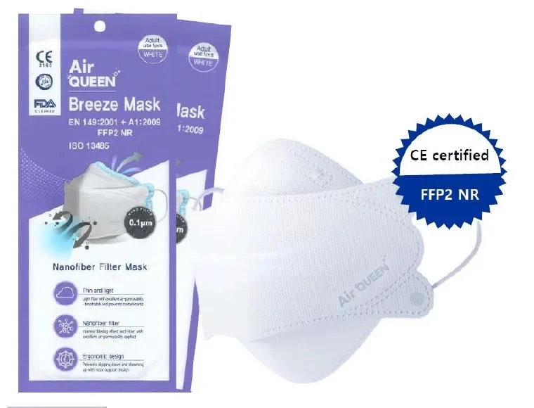 Air Queen Breeze Mask — nanofiber filter mask, individual packs (EN 149:2001 + A1:2009, FFP2 NR, ISO 13485)