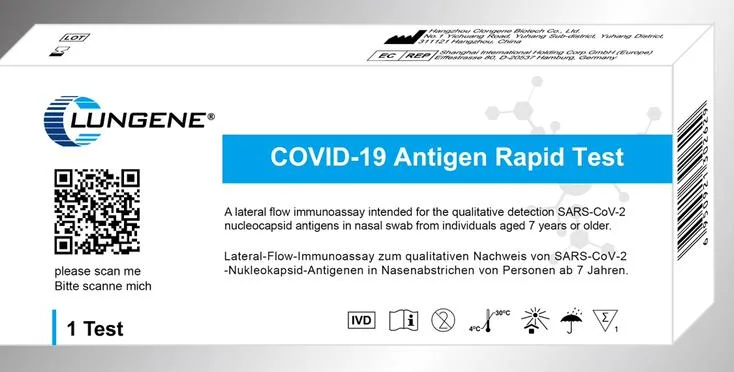 Clungene COVID-19 Antigen Rapid Test box, nasal swab, 1 test