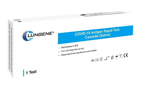 Clungene COVID-19 Antigen Rapid Test Cassette (Saliva), single-test box — manufacturer image