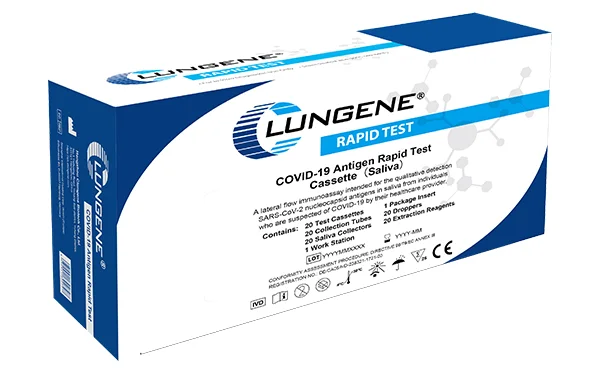 Clungene COVID-19 Antigen Rapid Test Cassette (Saliva), 20-test box — manufacturer image